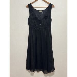NWOT Max Studio Linen Silk Empire Waist Dress 6 Black Dark Romantic Whimsigoth